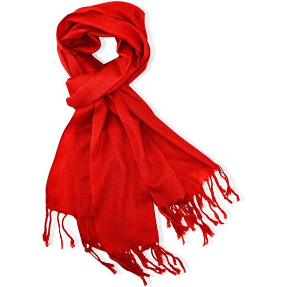 Women Red Soft Pashmina Scarf Winter Shawl Wrap Scarves Lady Fashion Wraps - Picture 3 of 5